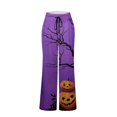 thumbnail image 5 of Domzest Halloween Pajama Pants for Women Halloween Graphic Wide Leg Sleepwear Drawstring Elastic Waisted Cute Pajama Bottoms Dark Purple L, 5 of 6