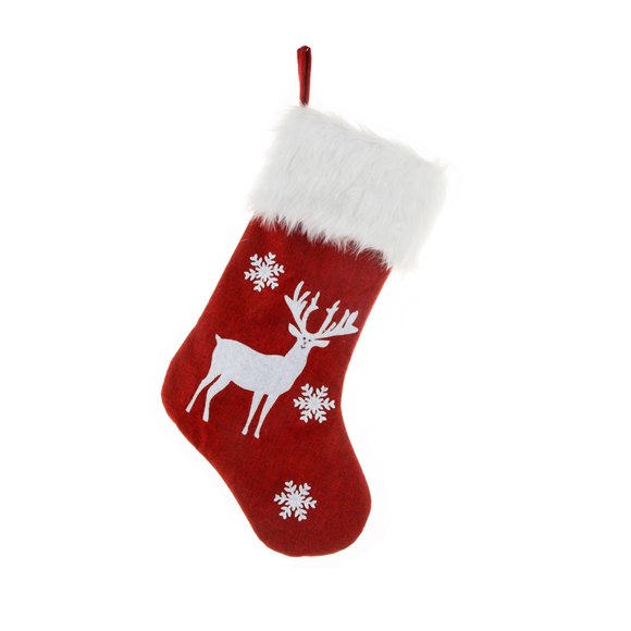 Vikakiooze Christmas Stockings 18 Inch Unique Red Linen Embroidered Christmas Socks With Lights , Gift Bag Light Up Christmas Socks Christmas Socks Decoration