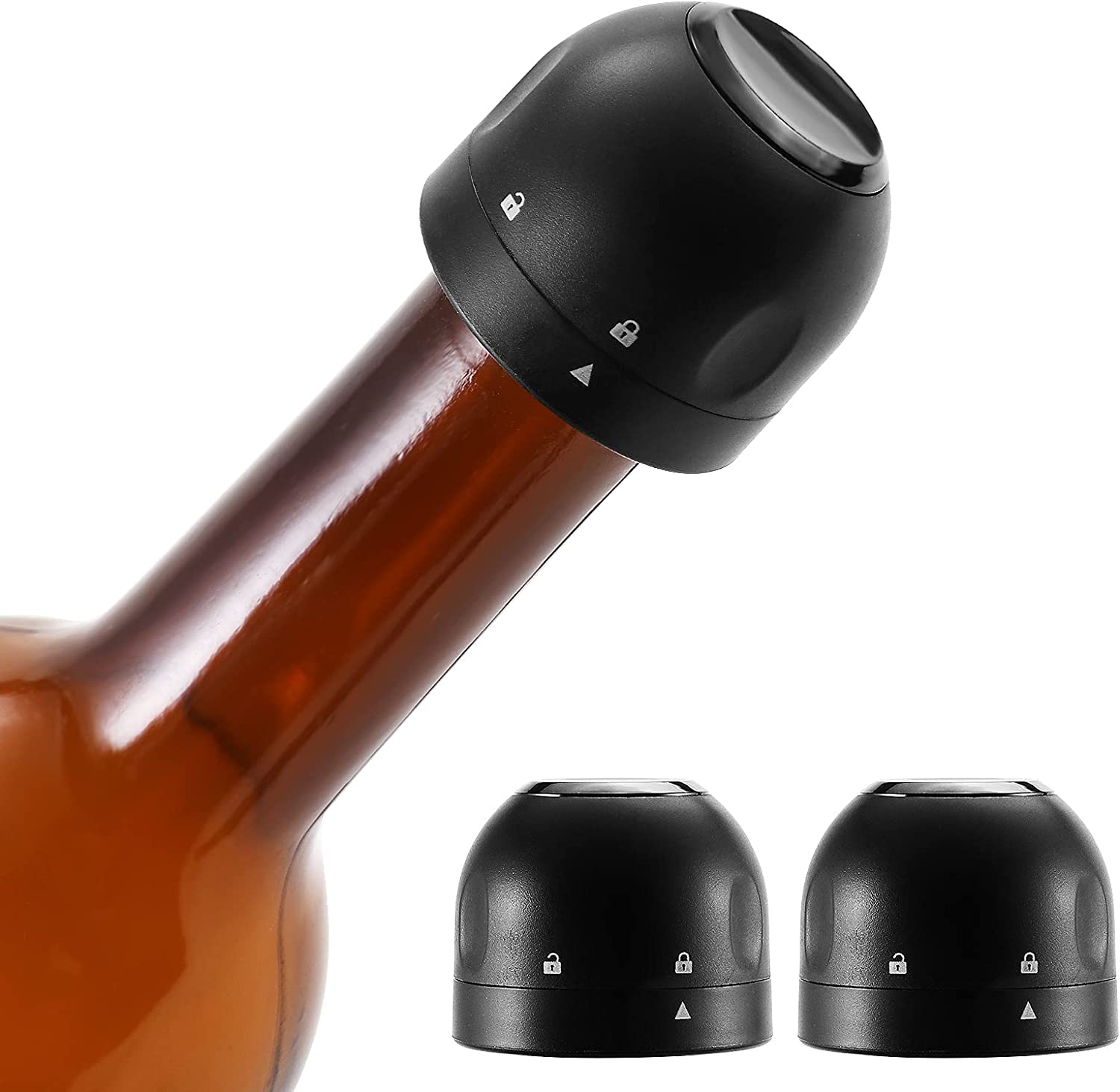 Wine Bottle Stopper, 2 Pack Wine Bottle Vacuum Wine Saver with Lock