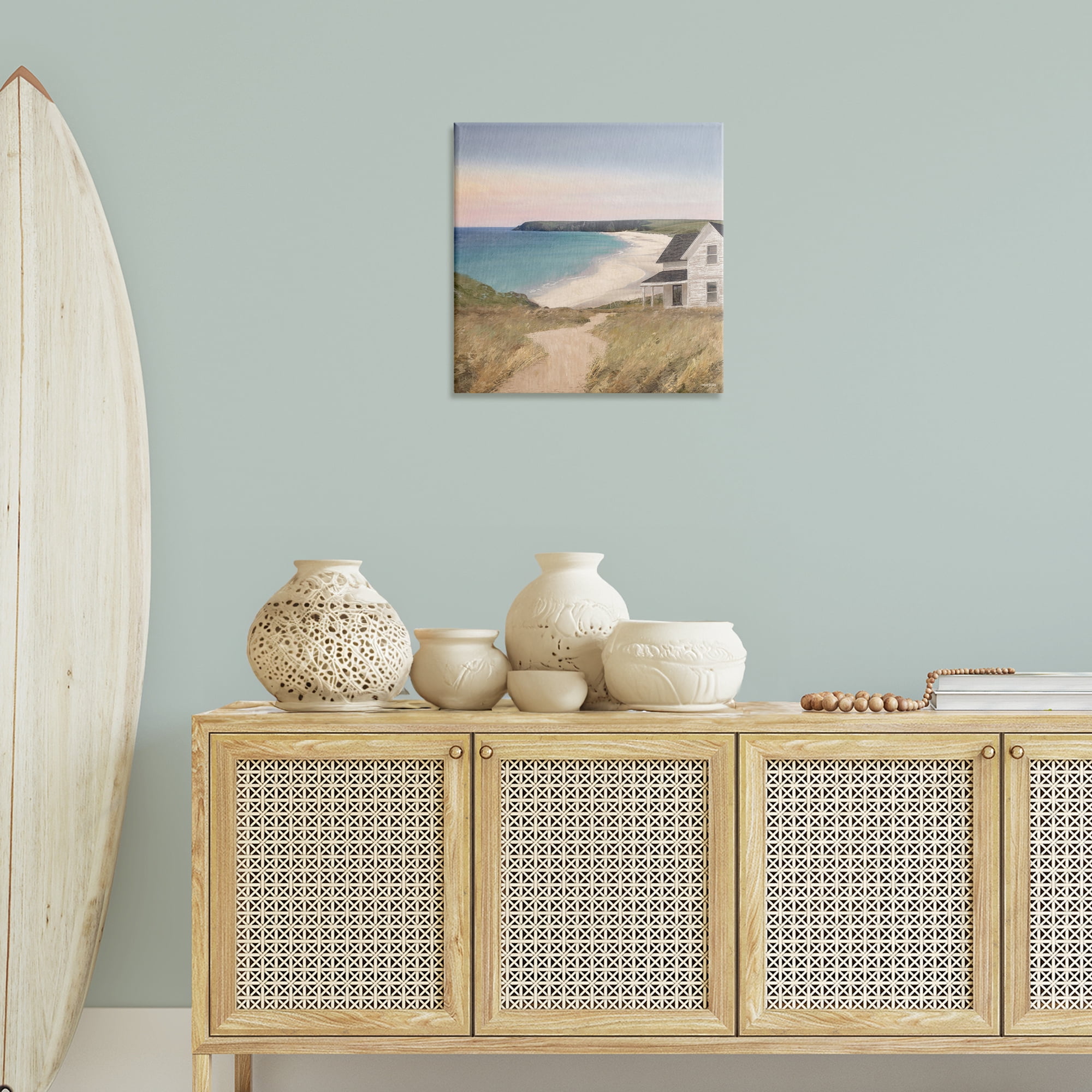 Stupell Industries Cottage Down By Shore Landscape & Nature Painting Wrapped Canvas Art Print Wall Art, 24 x 24