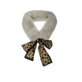 thumbnail image 1 of Allegra K Women's Leopard Ribbons Faux Fur Collar Scarf Plush Neck Scarves, 1 of 5
