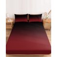thumbnail image 2 of Full Size Fitted Sheet Set - Black Red Ombre 3 Piece Bedding Sets 16" Deep Pocket Fitted Sheet with 2 Pillowcases Modern Abstract Art Gradient Brushed Microfiber Hotel Luxury Bed Sheets, 2 of 9