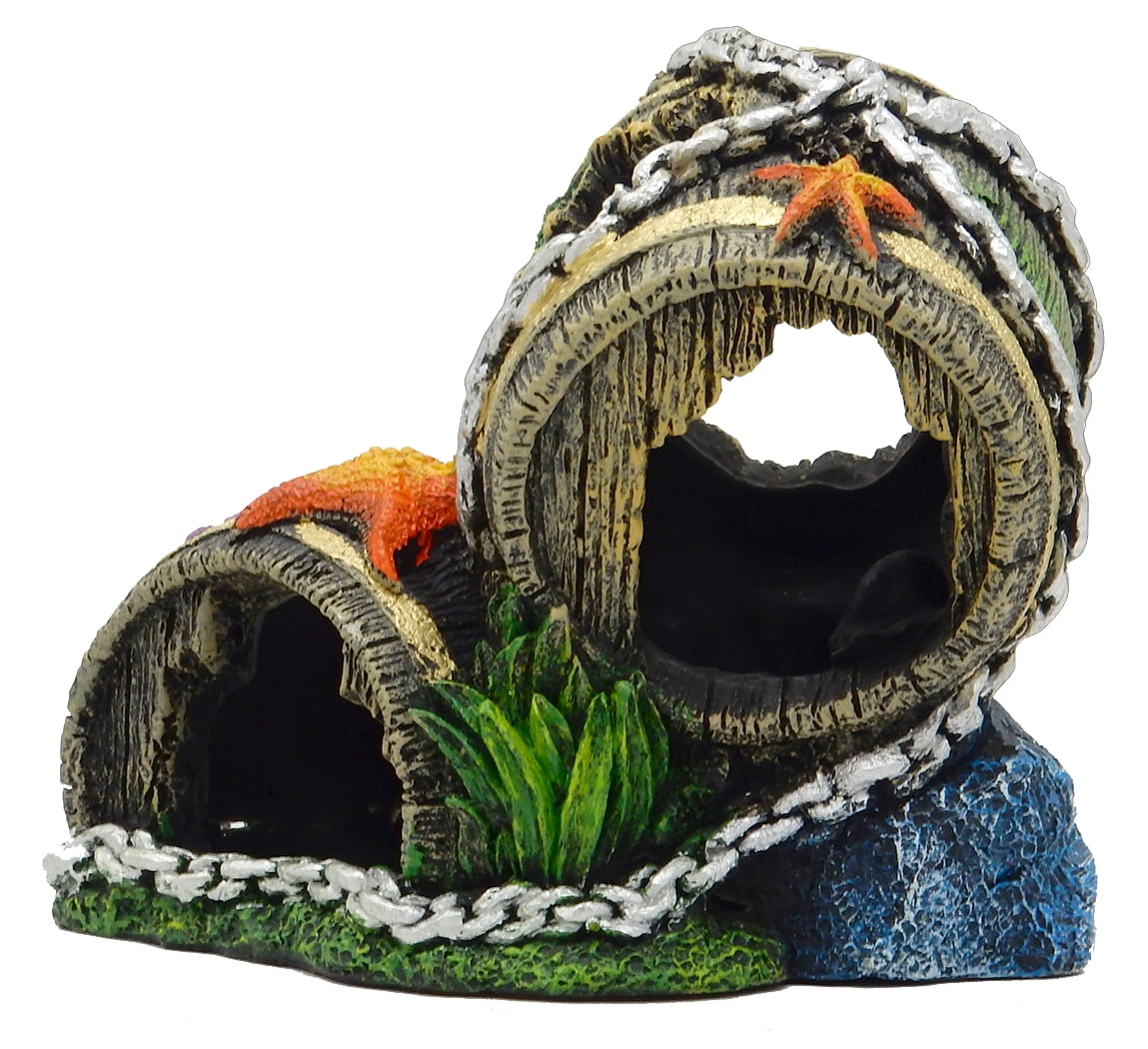 Aqua Culture Barrel Aquarium Ornament - Multicolor