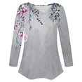 thumbnail image 7 of Craaazy Women's Fashion Printed Fall Tunics Long Gifts Sleeve Tops Cross V Neck Shirts Loose Casual Blouses with Decor Button, 7 of 7