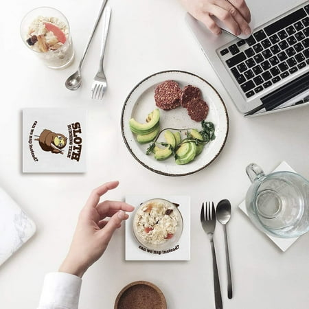 

ZHANZZK Sloth Set of 4 Coaster for Drinks Absorbent Ceramic Stone Coasters Cup Mat with Cork Base for Home Kitchen Room Coffee Table Bar Decor