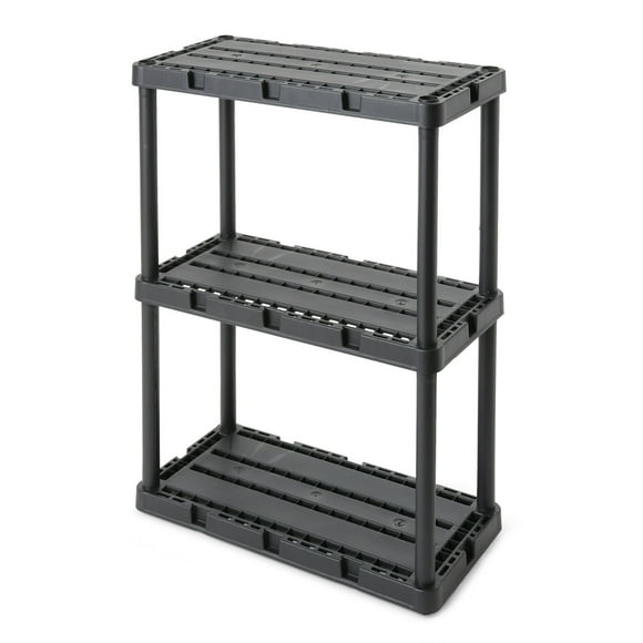 Gracious Living Étagère de Rangement à 3 Tablettes Knect-A-Shelf à Hauteur Fixe, Usage Léger, Noir