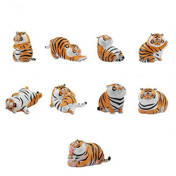 Fat Tiger Blind Box Blind Box - 9 Random Non-Repetitive Cute Fat Tiger Toy  Statues Kids Cartoon Action Minifigure Gift Box for Fans 