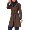 thumbnail image 4 of INSPIRE CHIC Women's Faux Suede Trench Coat Notched Lapel Double Breasted Mid-Long Overcoat Fall Winter Jacket with Belt M Dark Brown, 4 of 6