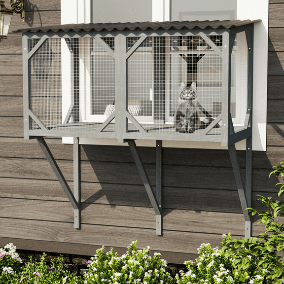 Waleaf Cat Window Box for Large Cats,Outdoor Cat Catio for Sunbathing, Napping & Overlooking
