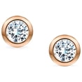 thumbnail image 2 of Bling Jewelry Womens Minimalist CZ Stud Earrings, Bezel Round Solitaire, Sterling Silver, 5-7 MM, 2 of 6