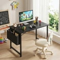 thumbnail image 3 of edx 40" Home Office Desk for Small Spaces, Computer Desk with Storage Bag & Hook, Modern Simple Style Study Writing Table for Bedroom, Black, 3 of 8