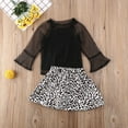 thumbnail image 3 of xiaxaixu Ensembles pour Bébé, Blouse Noire à Manches Ajourées + Jupe à Imprimé Léopard, 3 of 8