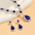 thumbnail image 4 of Elegant Wedding Bridal Jewelry Set with Pendant Necklace and Dangle Earrings - Inlaid Synthetic Gems for a Shimmering Look, 4 of 4