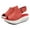 Red, variant on huanledash Women's Summer Fashion Faux Leather Peep Toe Wedge Sandals Platform Swing Shoes