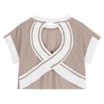 thumbnail image 4 of THDHVS Girls Shirts,Girls Short Sleeve Tops,Girls Motion Fashion Cut-out Design at the Back Round Neck Short Sleeve Top Coffee 13-14 Years, 4 of 5