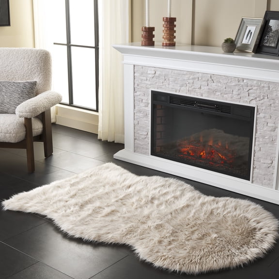 SAFAVIEH Faux Sheep Skin Jadyn Animal Area Rug, Beige, 3' x 5'