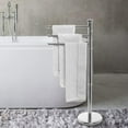 thumbnail image 4 of MyGift Freestanding Modern Metal 3 Swivel Arm Towel Holder Rack, Silver, 4 of 6