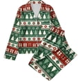 thumbnail image 5 of Enjoytime Women Christmas Pajama Sets Print Button Down Long Sleeve Shirts Pants 2 Piece Sleepwear Xmas Soft Plus Size Lounge Set, 5 of 6