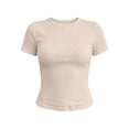 thumbnail image 4 of Jamsmile Women T-Shirts Summer Solid Color Crew Neck Ribbed T Shirts Slim Fitted Formal Casual Basic Tee Shirts Crop Tops, 4 of 4