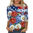 thumbnail image 2 of IchuanyiFashion Women's Casual Print Round Neck 3/4 Sleeve T-shirt Blouse, 2 of 5