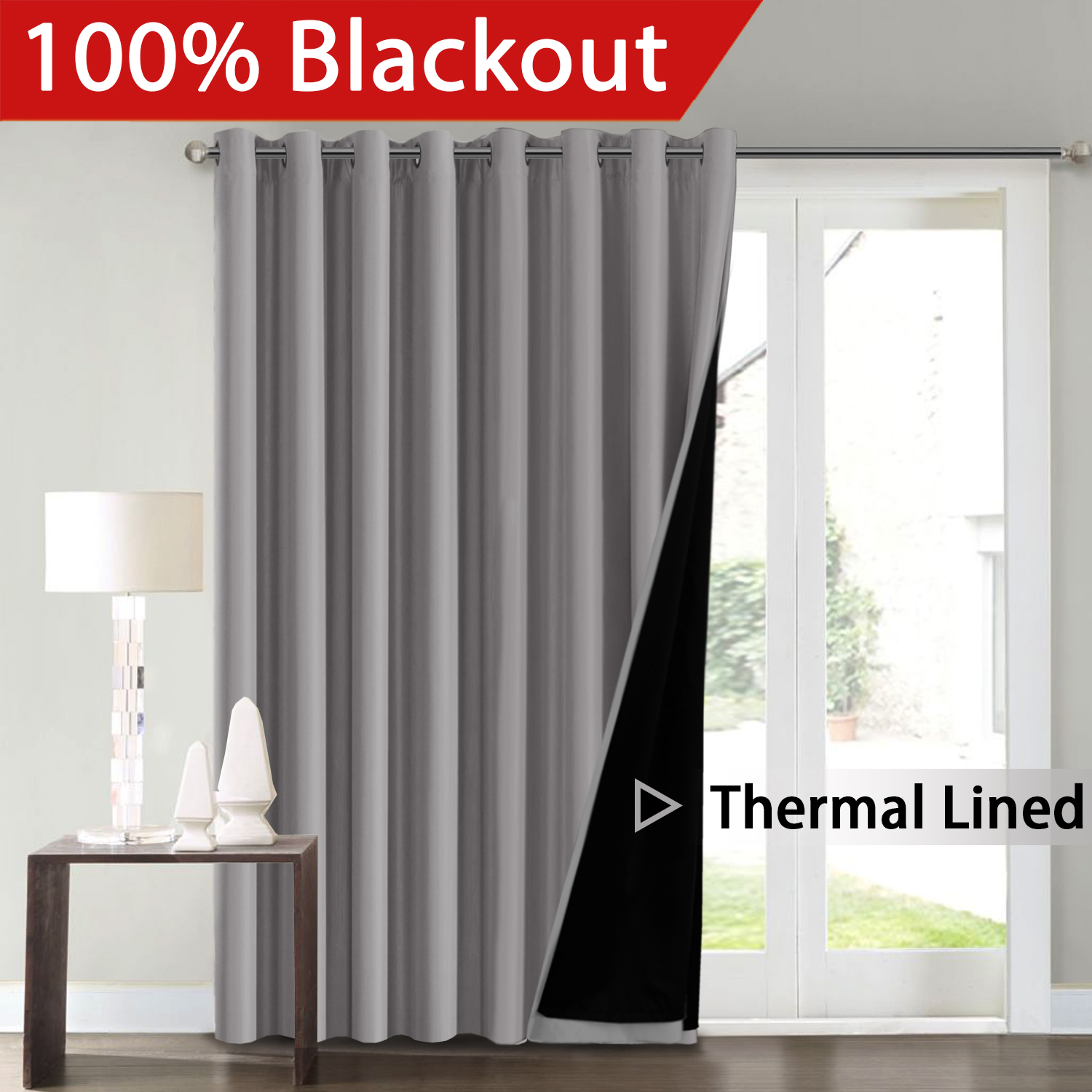 FlamingoP Full Blackout Energy Efficient Room Divider Curtains Faux