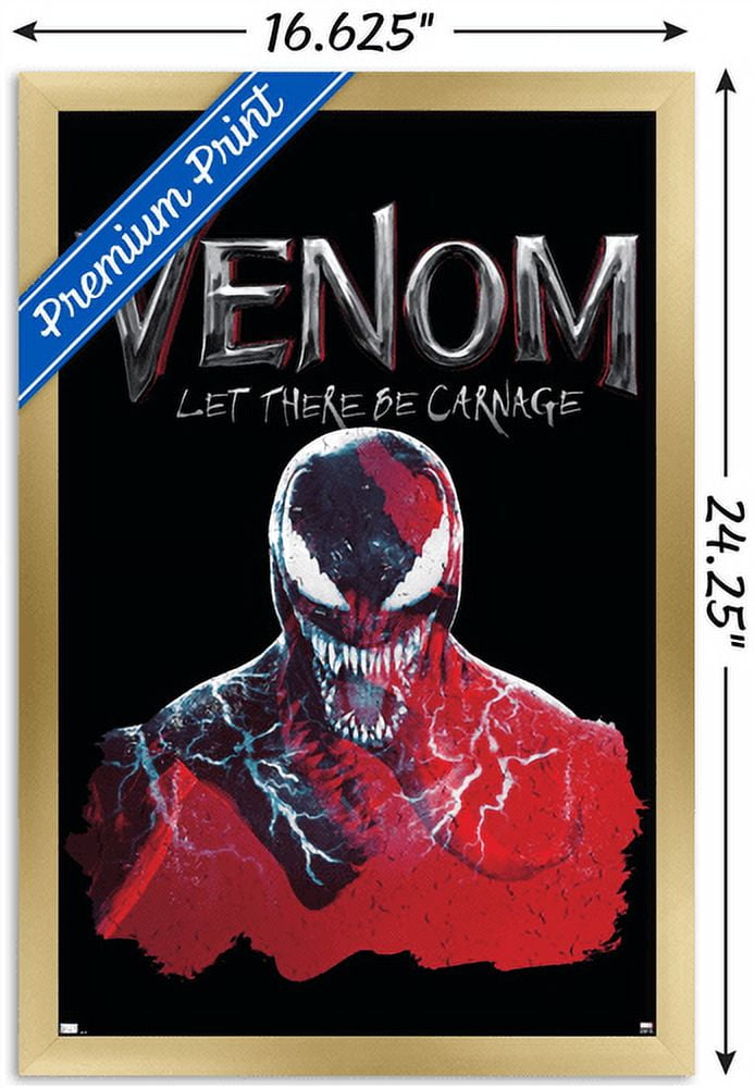 Marvel Venom: Let There be Carnage - Black and Red Wall Poster, 14.725" x 22.375", Framed