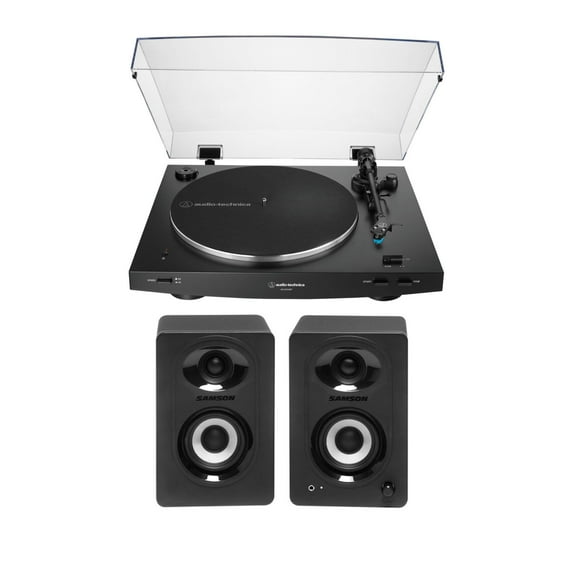 Audio Technica AT-LP3xBT Automatic Wireless Belt-Drive Turntable (Black) with Bluetooth Speakers