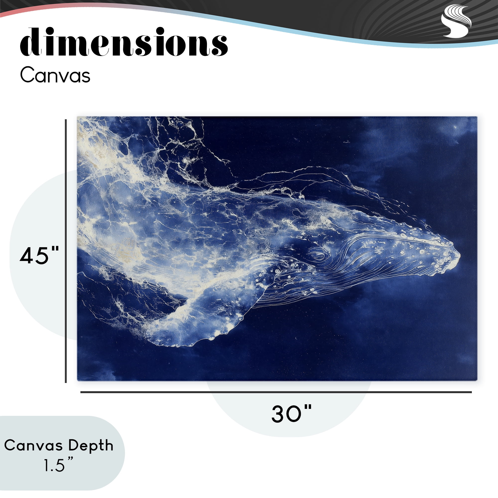 Stupell Industries Whale in Motion Canvas Wall Art, design by Chromatic Storm Studio
