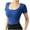 Blue, variant on Fesfesfes Women's Fiting Tops Summer Round-Neck Short Sleeve Sexy Blouse Yoga Tops Integrated Tight Fitting With Chest Pad Corp Tops Fitness Tops 4(S)