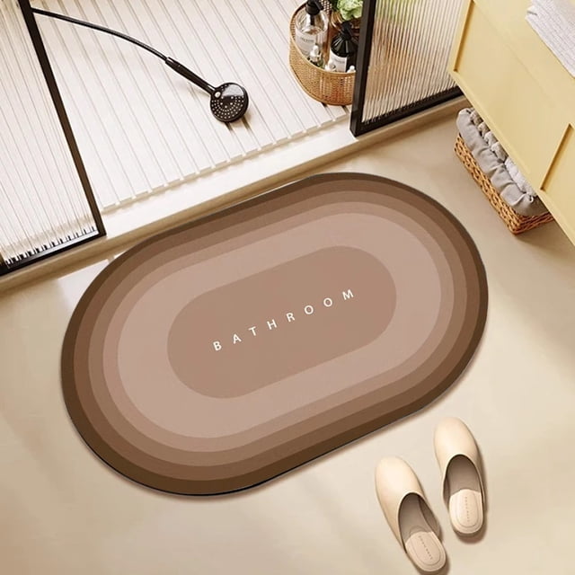 Tapete absorbente de diatomita para baño | Alfombra de baño de goma blanda de secado rápido | Alfombra antideslizante y resistente al agua para ducha, inodoro | Fácil de limpiar, duradero, gris