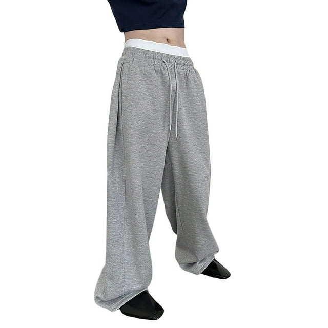 Men's Casual Pants Loose Fit Straight Leg Drawstring Waist Comfortable Trousers with Pockets for Everyday Use and Active