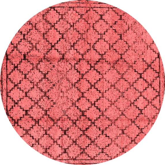 Ahgly Company Indoor Round Solid Red Modern Area Rugs, 7' Round