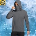 thumbnail image 2 of Men's Hoodie Sun Protection Pullover, UV Hoodie with Face Mask, Long Sleeve, Solid Color, Breathable, Quick Dry, UPF 50+, Lightweight Sunscreen Shirt for Hiking Fishing | Zenithor,Dark Gray M, 2 of 8