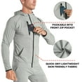 thumbnail image 2 of BROKIG Mens Full Zip Up Lightweight Gym Workout Hoodies, Quick-Drying Running Jacket Athletic Hooded Sweatshirts Long Sleeve with Pockets (Large, Light Grey), 2 of 7