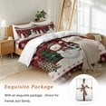thumbnail image 7 of Christmas Snowman Bedding Duvet Cover Set Full Size 4 Pieces Xmas Tree Snowflake Red Plaid Bedding Set with Zipper Closure, 1 Comforter Cover 86x86 Inches 1 Flat Sheet & 2 Pillow Cases, 7 of 7