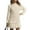 Beige, variant on NANAIQ Sweater Dress for Women Fall Cute Pleated Cable Knit Mini Dress Twofer Style Crewneck Long Sleeve Short Dresses Brown L