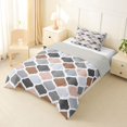 thumbnail image 2 of Castle Fairy Vintage Geometric Quatrefoil Twin Comforter Sets 2pcs,Retro Rhombus Grid Bedding Set,Brown Pink Gray,Reversible,1 Comforter and 1 Pillowcase, 2 of 6