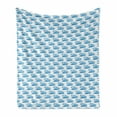 thumbnail image 1 of Nautical Soft Flannel Fleece Throw Blanket, Summer Themed Monochromatic Repeating Curling Ocean Waves Motif, Cozy Plush for Indoor and Outdoor Use, 70" x 90", Azure Blue and White, by Ambesonne, 1 of 5