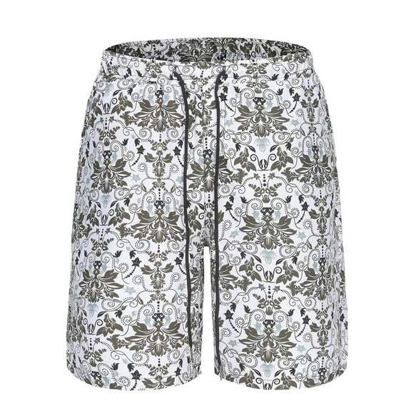 Owordtank Mens Novel Print Summer Bermuda Shorts Casual Beach Drawstring Elastic Waist Pull on Shorts