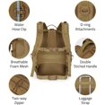 thumbnail image 5 of Brightify 40L Heavy-duty Outdoor Backpack for Men Women, Large Bookbag Multifunctional Day Trip Pack with Bottle Holder for Travelling, Camping, Hiking, Hunting and outdoor activities, Tan, 5 of 7