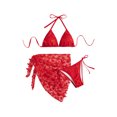 thumbnail image 4 of SAYOO Conjunto de traje de baño dividido de verano para mujer, traje de baño de bikini sin espalda + sobrefalda de malla SAYOO Sexy, 4 of 9