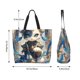 thumbnail image 5 of Balery Exotic Blue Cat Bolsa Tote Estilo Estético con Cremalleras, Bolsa de Hombro, Bolsa de Compras Grande y Plegable, 5 of 8