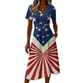 thumbnail image 4 of 4th Of July Dress Women Plus Size American Flag Dress Stretchy Slim Fit Summer Evening Party Dress, 4 of 5