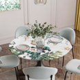 thumbnail image 5 of Green Snowman Christmas Round Tablecloth for 45-54 Inch Tables,Fitted Table Cover with Elastic Edge,Xmas Snowflake Eucalyptus Leaves Waterproof Outdoor Table Cloth Protector for Patio Garden Dinner, 5 of 9