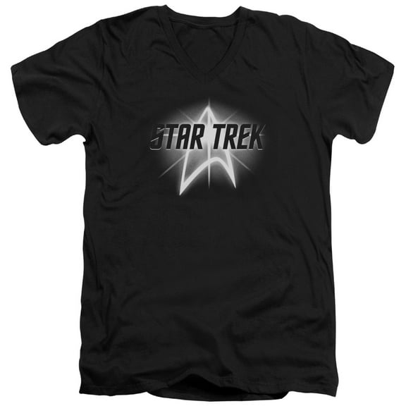 Star Trek Glow Logo Adult V-Neck T-Shirt Black