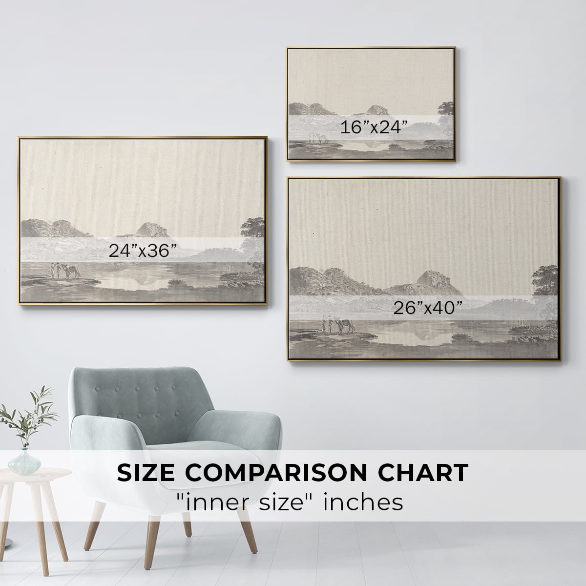 Vintage Landscape-CCCLXXIII By Wexford Home Framed in Gold Wood Gallery Wrapped Canvas 27 in. x 41 in.