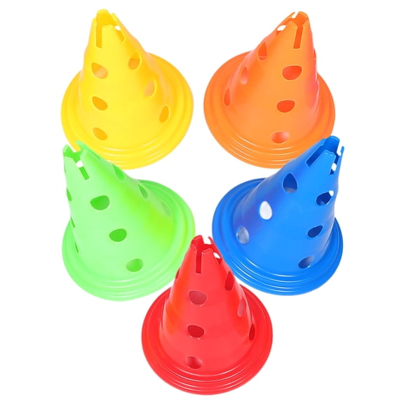 Worgeous 5 Pcs Plastic Windproof Cones Inline Roller Skating Cones Pile Cup Roadblocks Traffic Road Cones With Holes For Skate Practice Sport Training