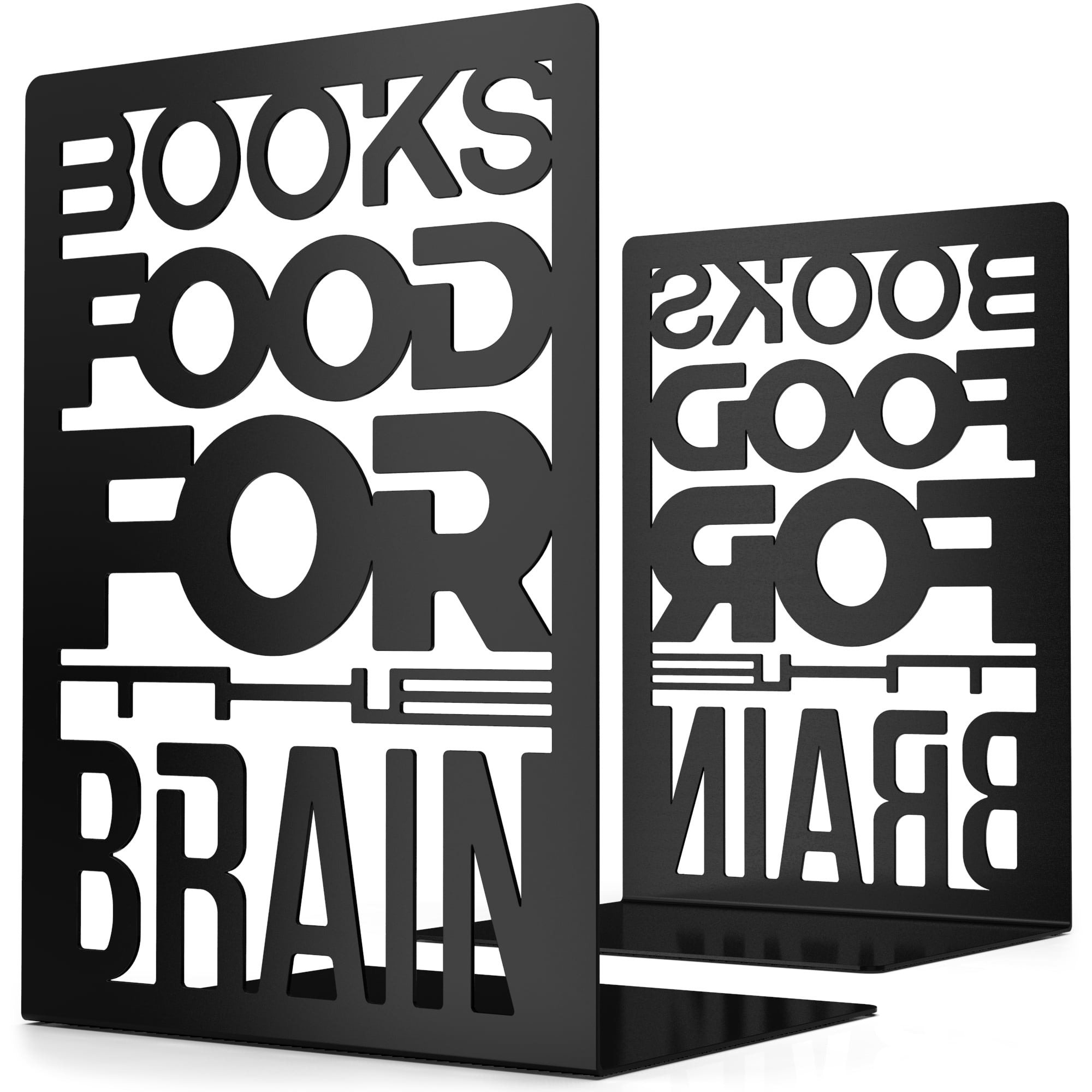 Metal Book Ends - Decorative Bookends for Shelves, Universal Bookend Support, Non-Skid Heavy Duty Book Holder for Shelf, Book Stoppers for Home, Office, Library