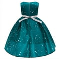 thumbnail image 3 of Cartoon Girls Costume Santa Claus Snowflake Bow Forged Printed Princess Dress, 3 of 7