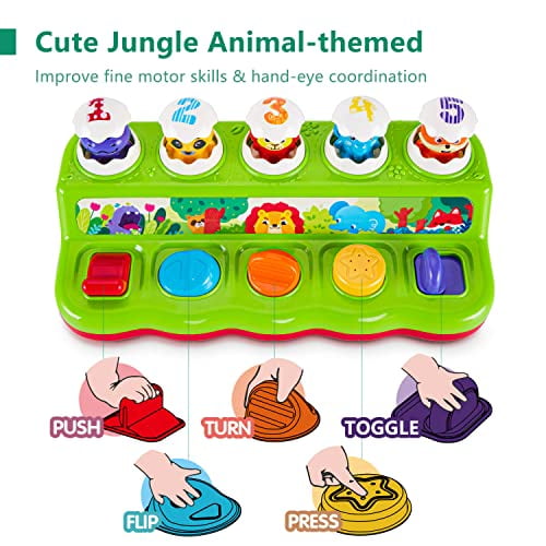 1 Year Old Toys for Boys Girls Birthday Gift,Cause and Effect Animal Pop Up Toy with Music and Light for Toddlers 1-3,Preschool Learning Educational Toys Easter Gifts for babies 6-12 months